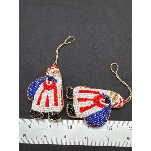 Handcrafted St Nicholas Parvex A Warsi Glass Beaded Santa Claus Ornaments Set 8 - Picture 6 of 12